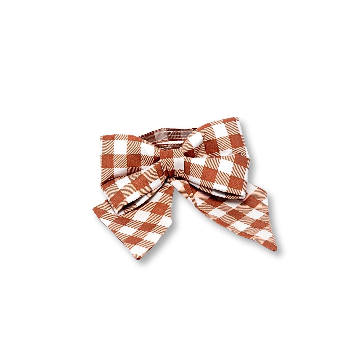 Nutmeg & Cream Checks SnapBow Girl Collar