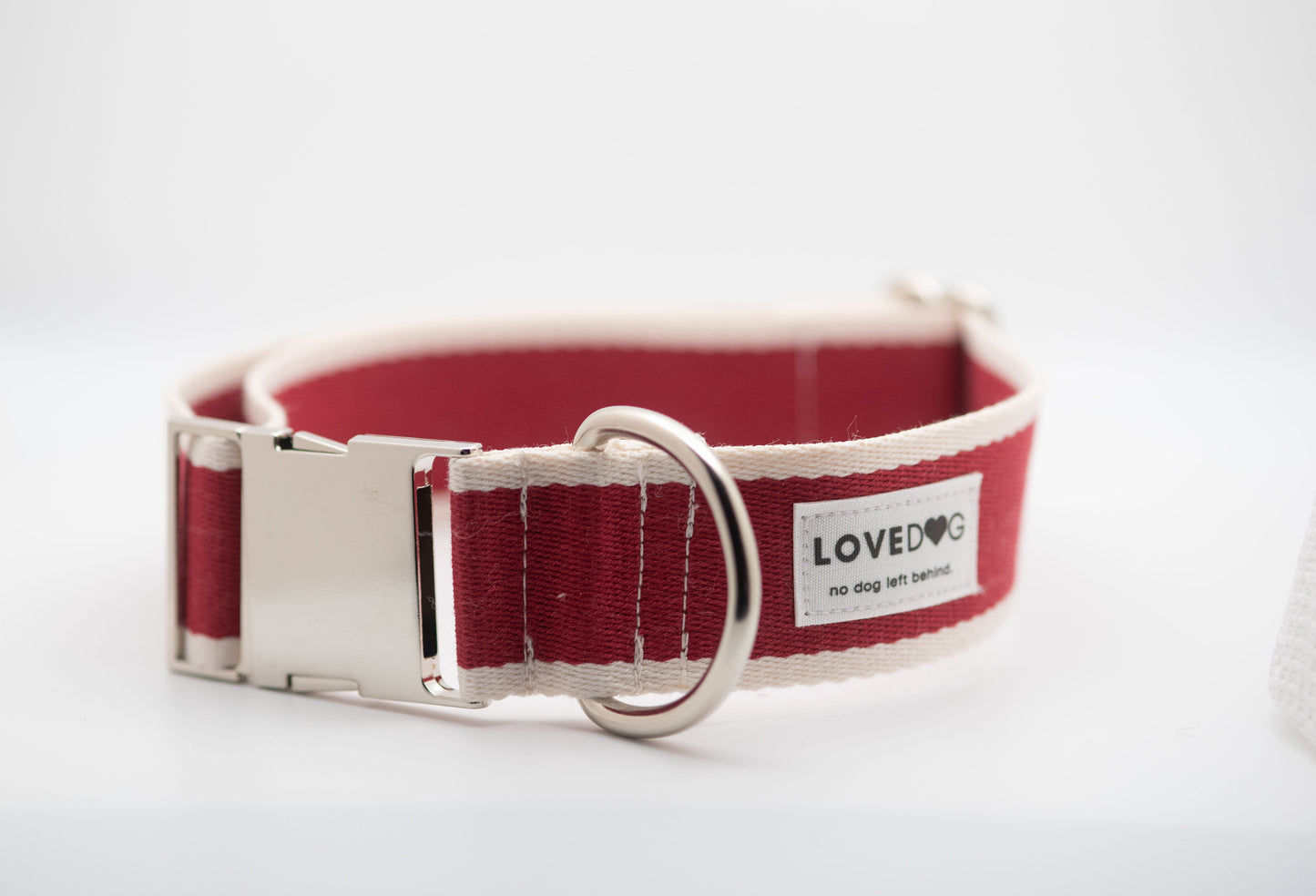 LOVEDOG Wide Luxe Red and Cream Dog Collar