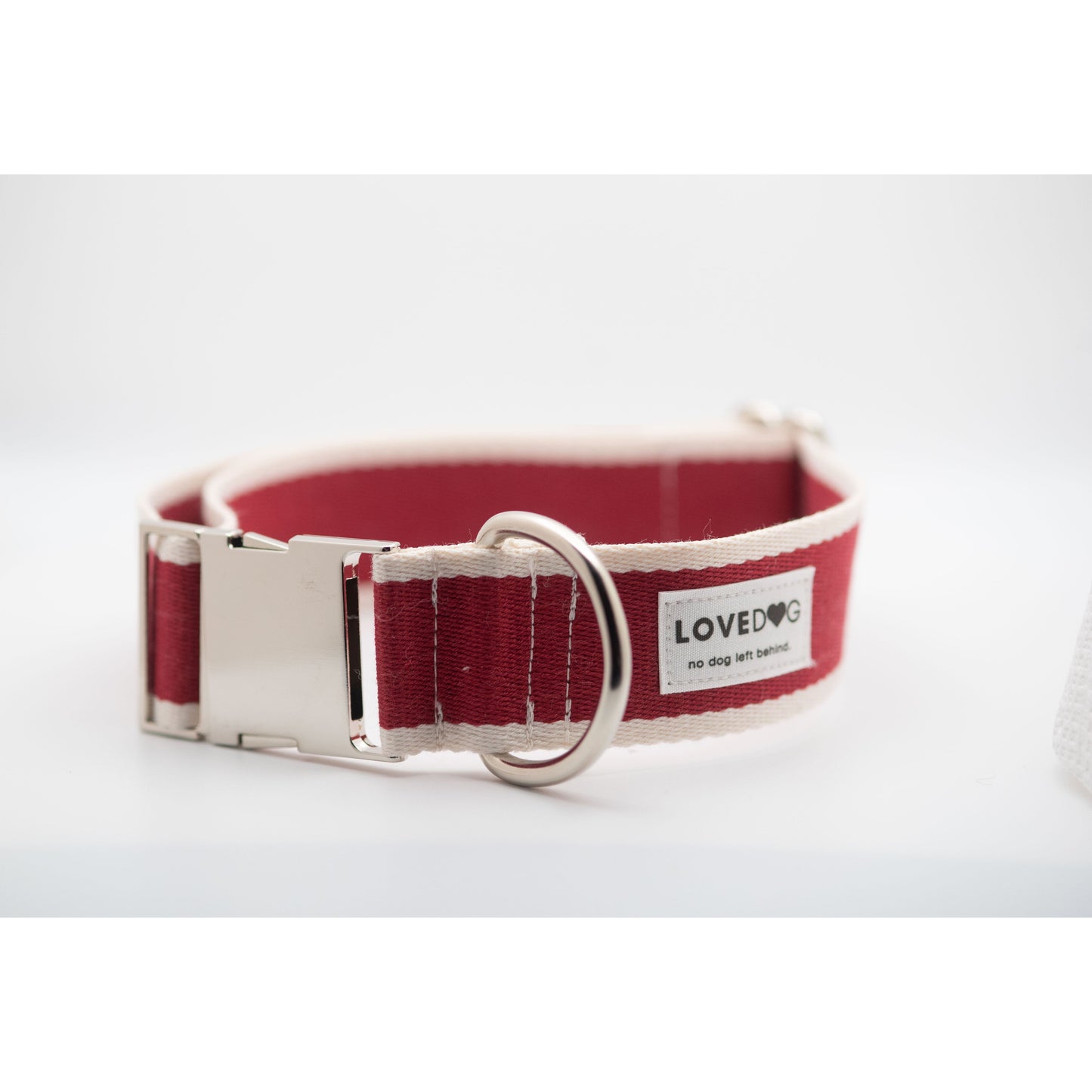 LOVEDOG Wide Luxe Red and Cream Dog Collar