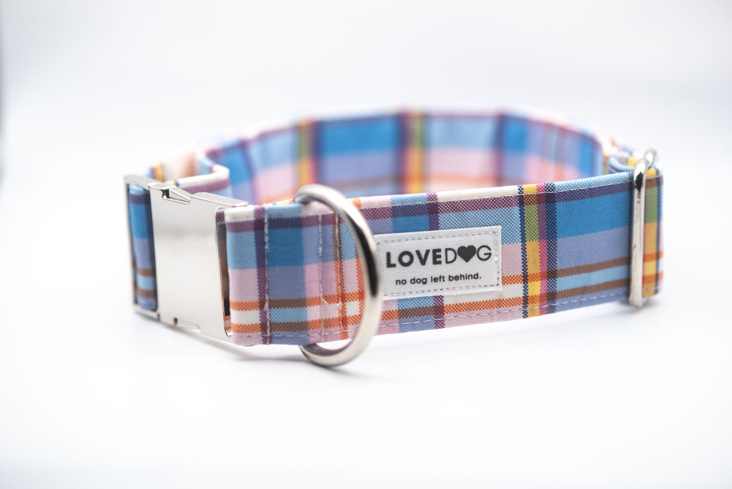 LOVEDOG Wide Luxe Blue Plaid Dog Collar – Schoolboy Classic