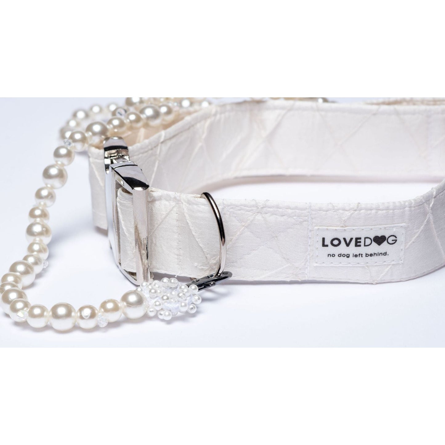 elegant ivory pearl and crystal wedding dog leash