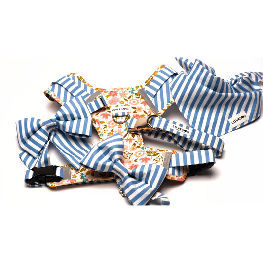 Girl SnapBow Blue & White Striped