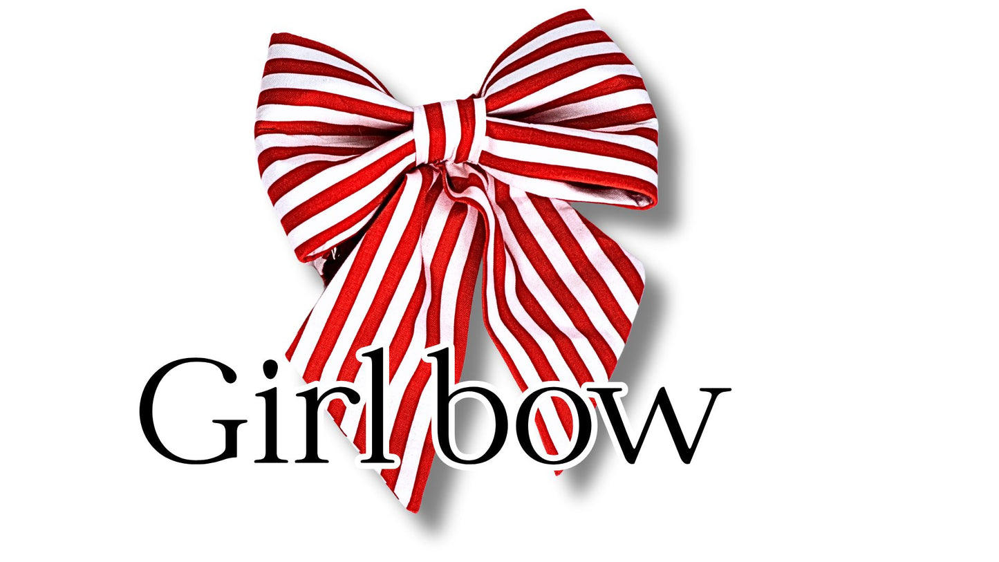 Red & White Striped Girl Bow