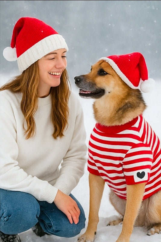 Heart On Your Sleeve Dog Shirt -Matching Human Beanie and Dog Toy Set