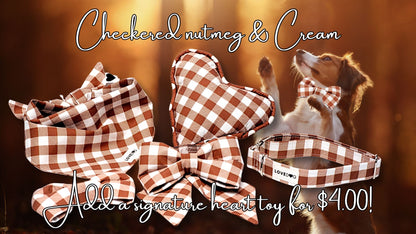 Nutmeg & Cream Checkered Dog Collar