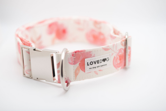 LOVEDOG Pink Peony - Wide Luxe Dog Collar