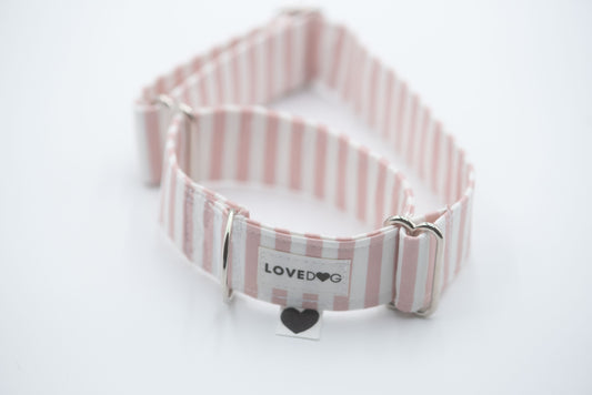 The Blushed Stripe Martingale Dog Collar