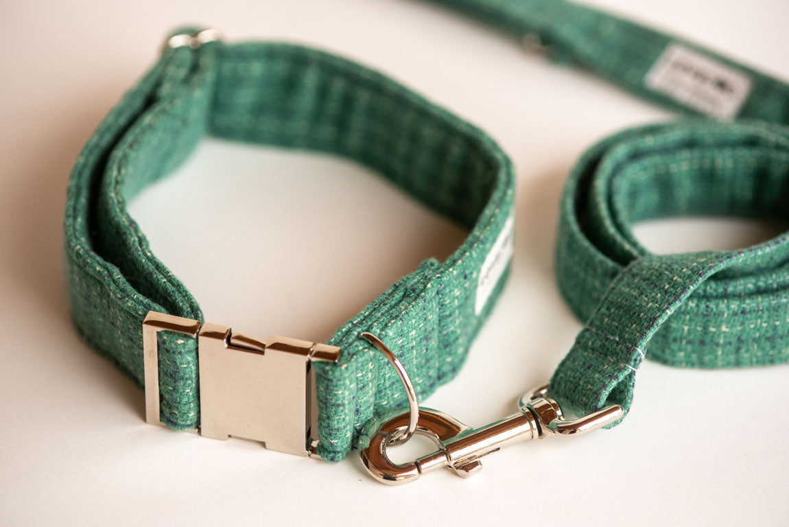 Fat Green Tweed Chanel Collar - lovedog 
