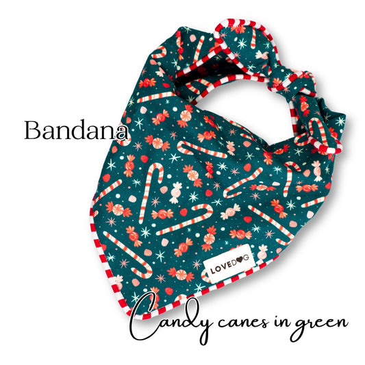 Bandana in Green Candy Canes