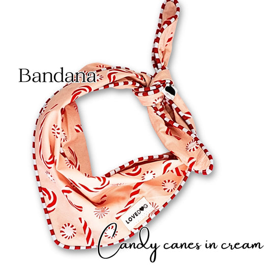 Bandana  Candy Canes in Cream
