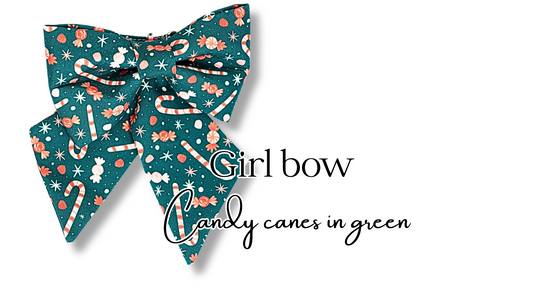 Girl Bow Candy Canes in Green