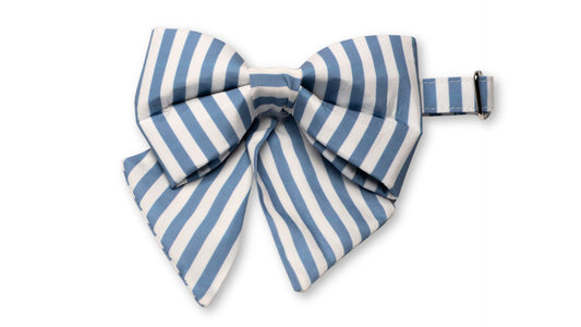 Girl SnapBow Blue & White Striped
